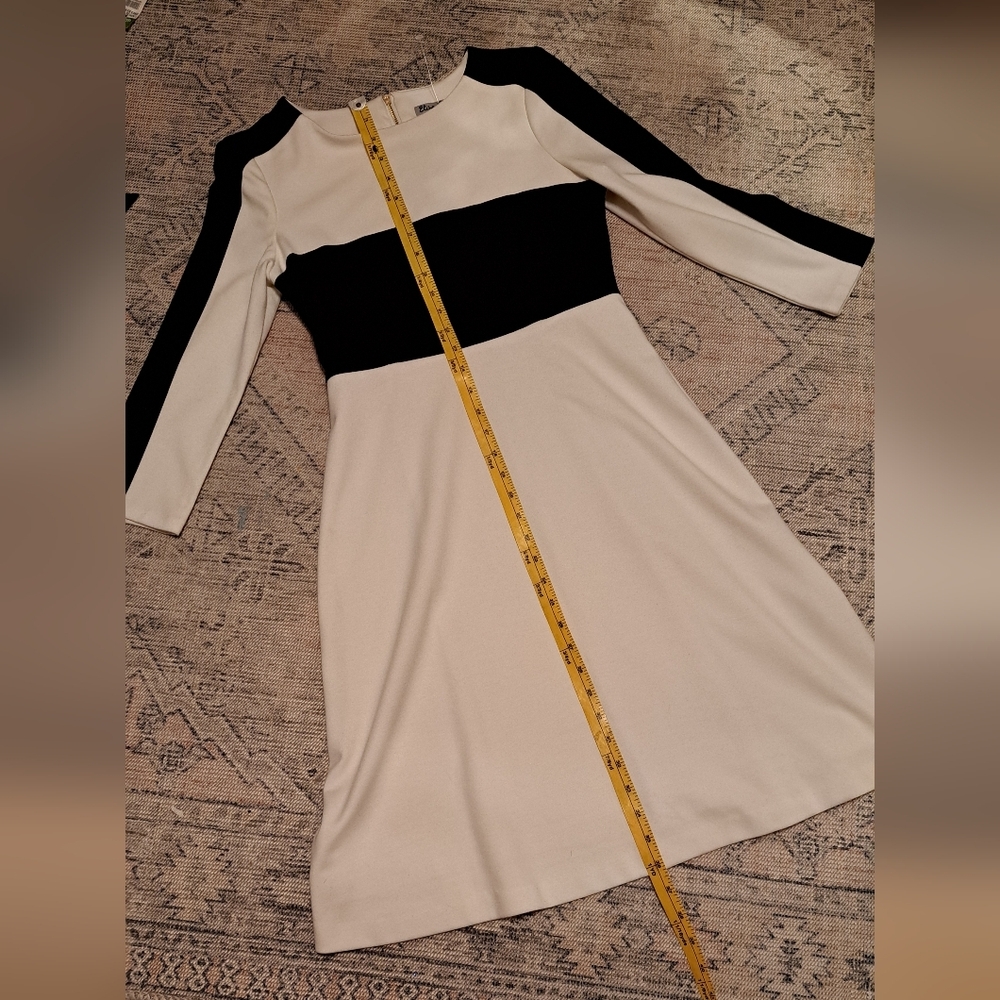 Eliza J Black and White Color Block  Fitted Midi Dress. Size Small. - Picture 9 of 10